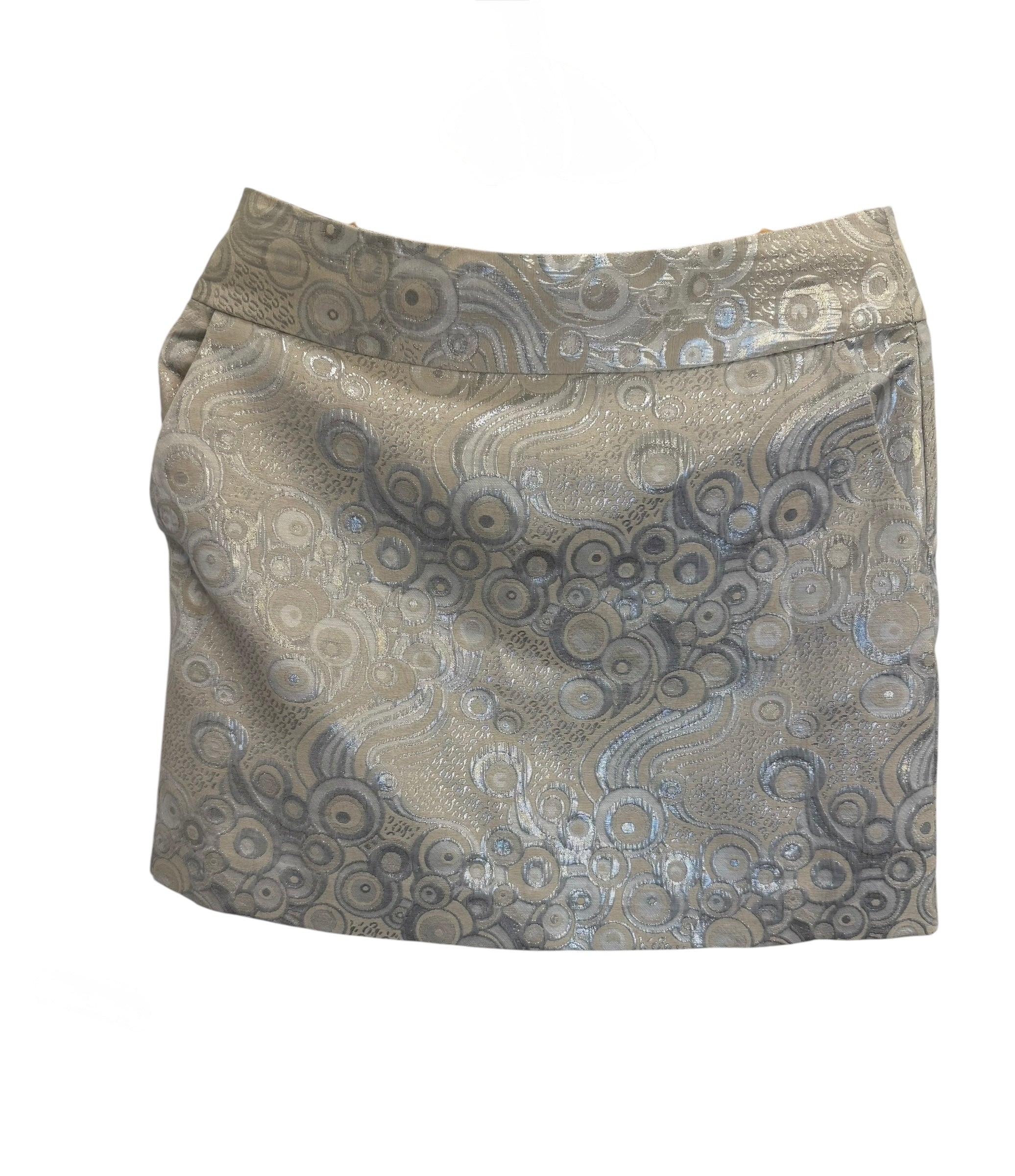 Banana Republic Metallic Mini Skirt Size 4 Silver Jacquard Elegant