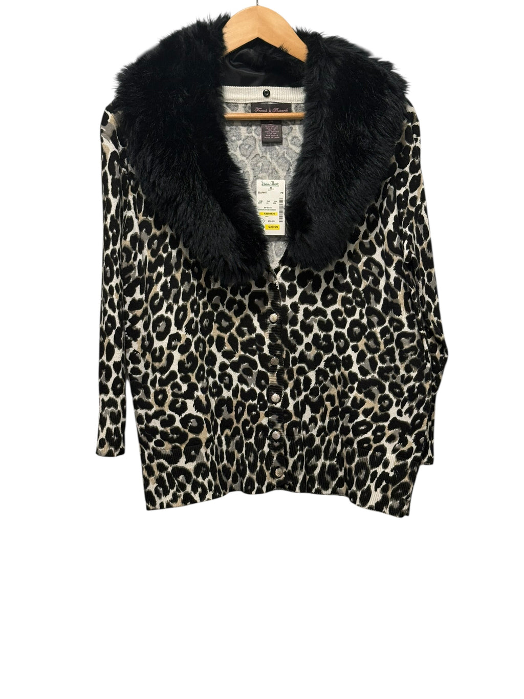 Leopard Print Faux Fur Collar Cardigan – French Peticards Petite PM