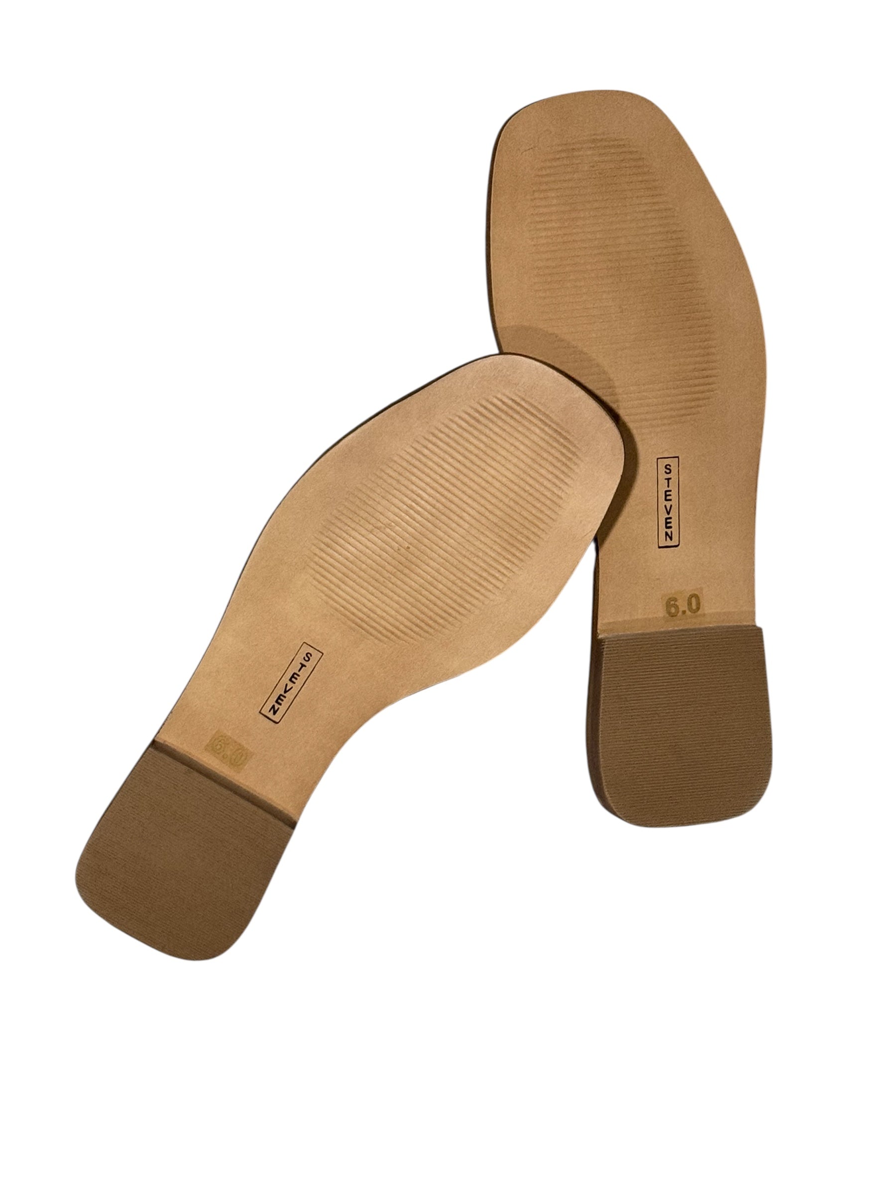 Steven New York Leather H Slide Sandals Cream Minimalist