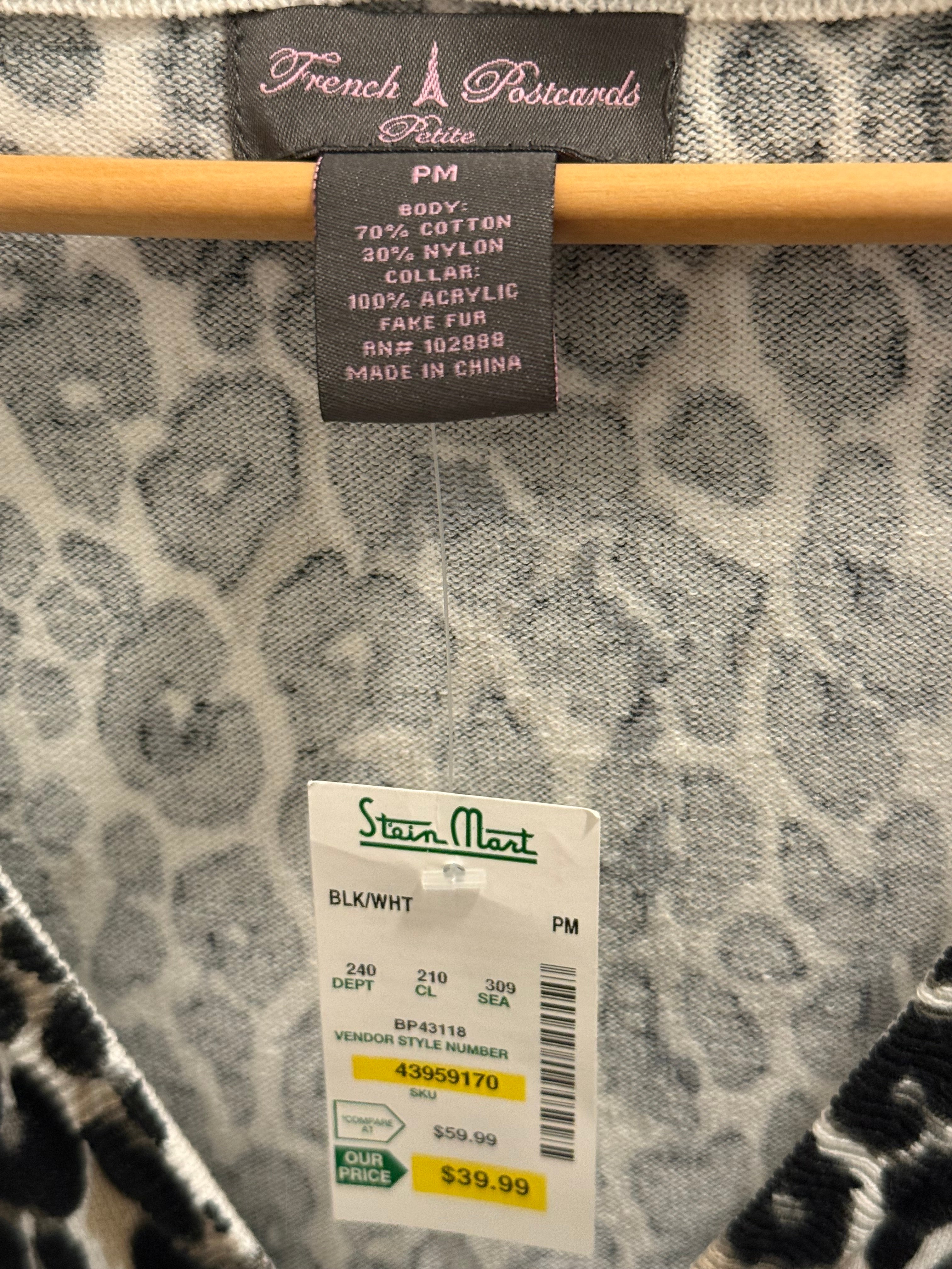 Leopard Print Faux Fur Collar Cardigan – French Peticards Petite PM