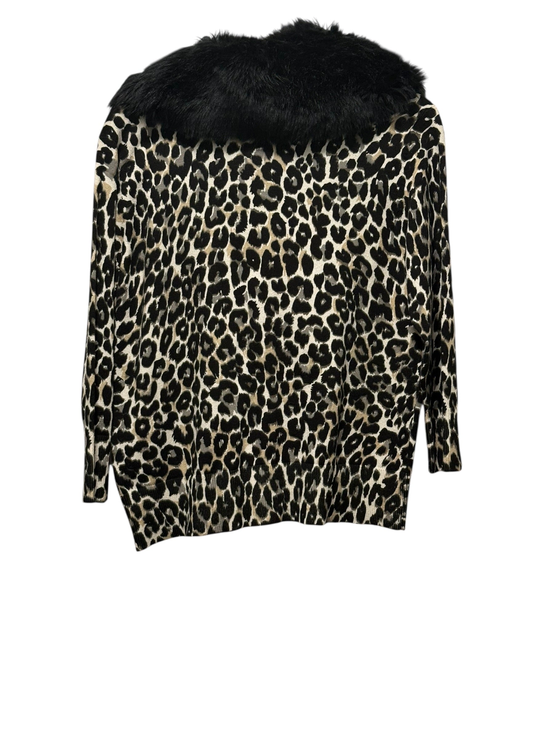 Leopard Print Faux Fur Collar Cardigan – French Peticards Petite PM