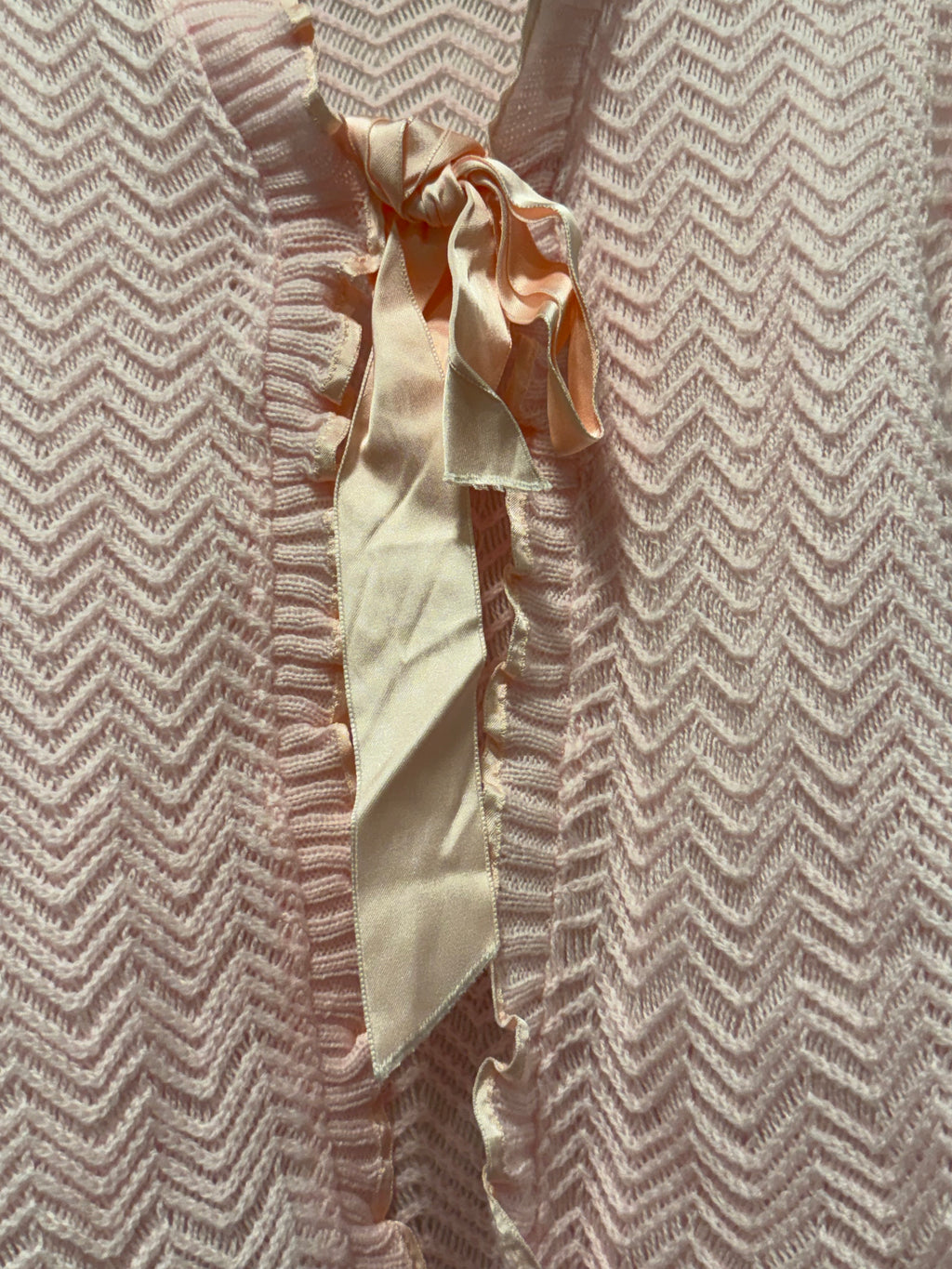 Pink Knit Cardigan Bow Tie Front Feminine Soft Girl Chic