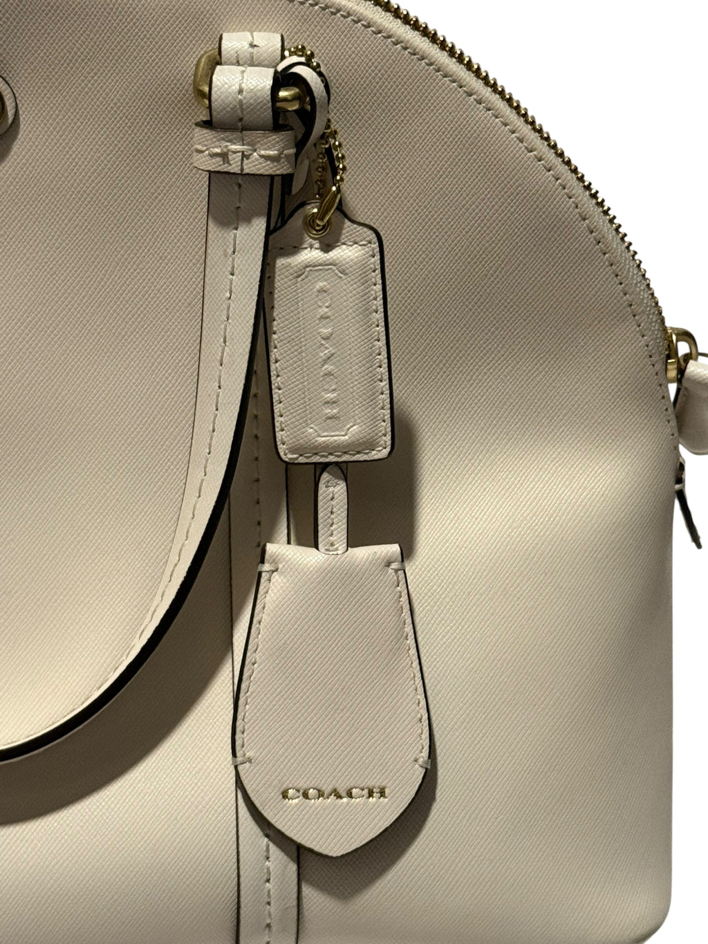 Coach Ivory Leather Dome Satchel Bag Gold Hardware