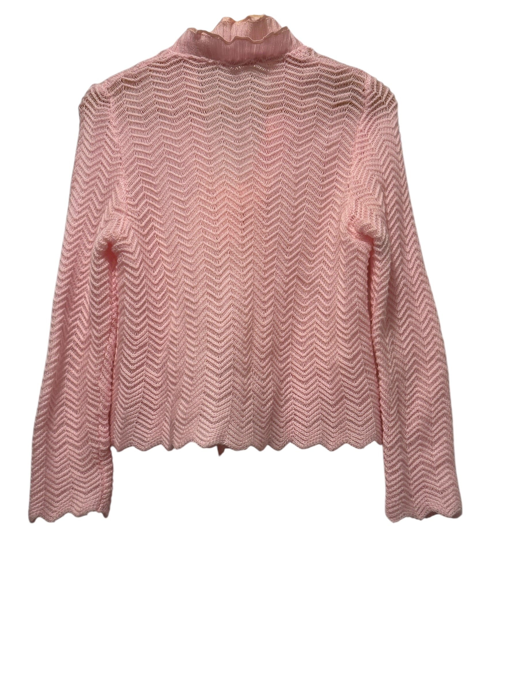 Pink Knit Cardigan Bow Tie Front Feminine Soft Girl Chic