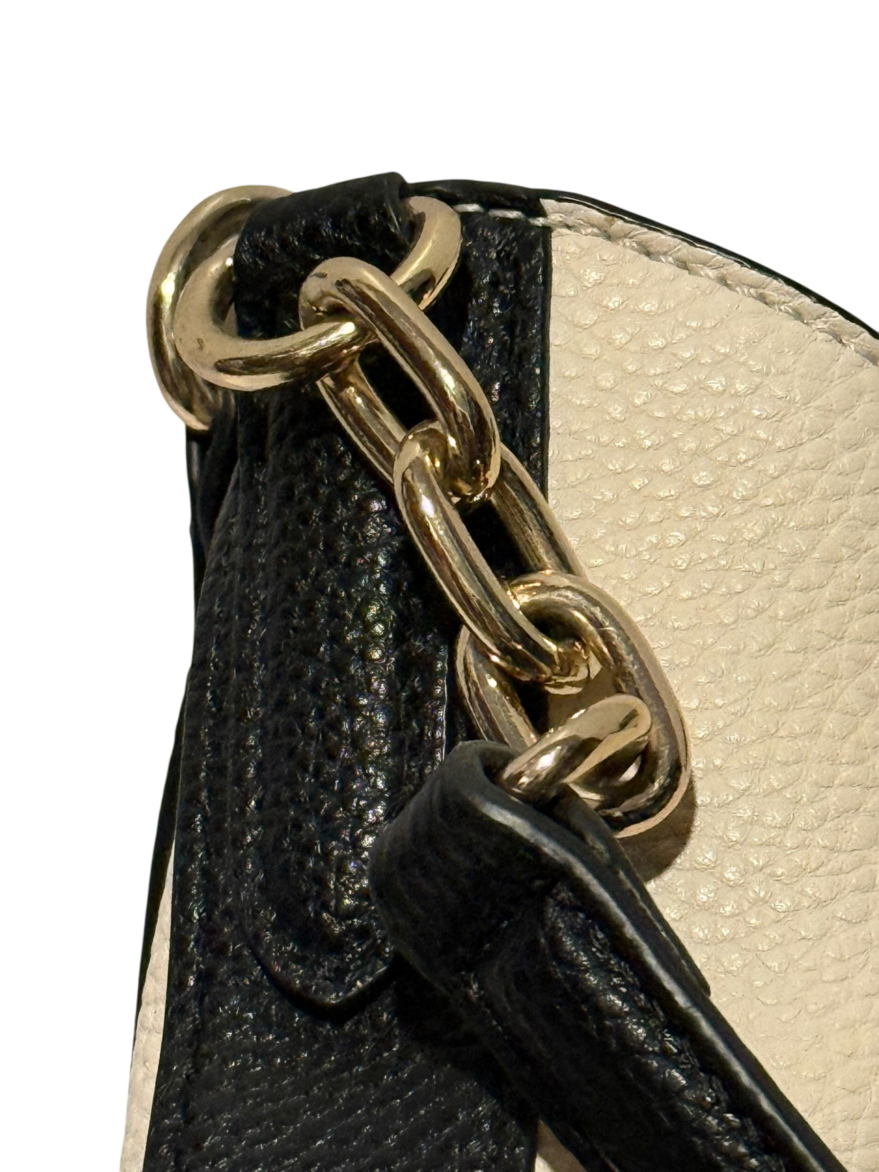 Nine West Two-Tone Hobo Shoulder Bag Cream & Black Gold Hardware