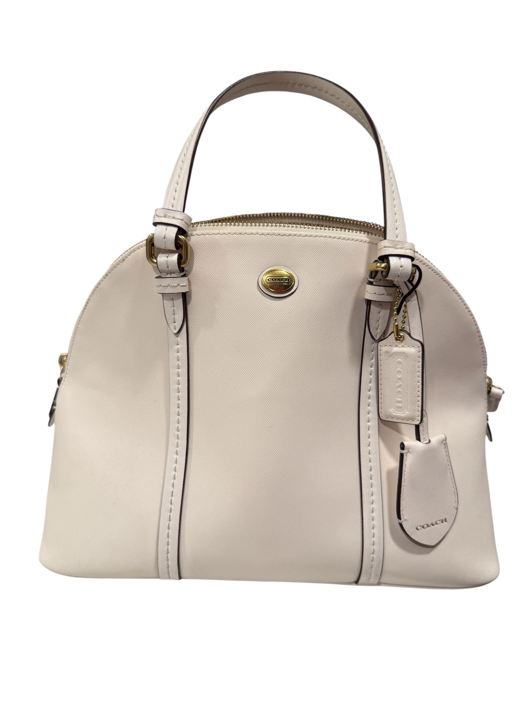 Coach Ivory Leather Dome Satchel Bag Gold Hardware