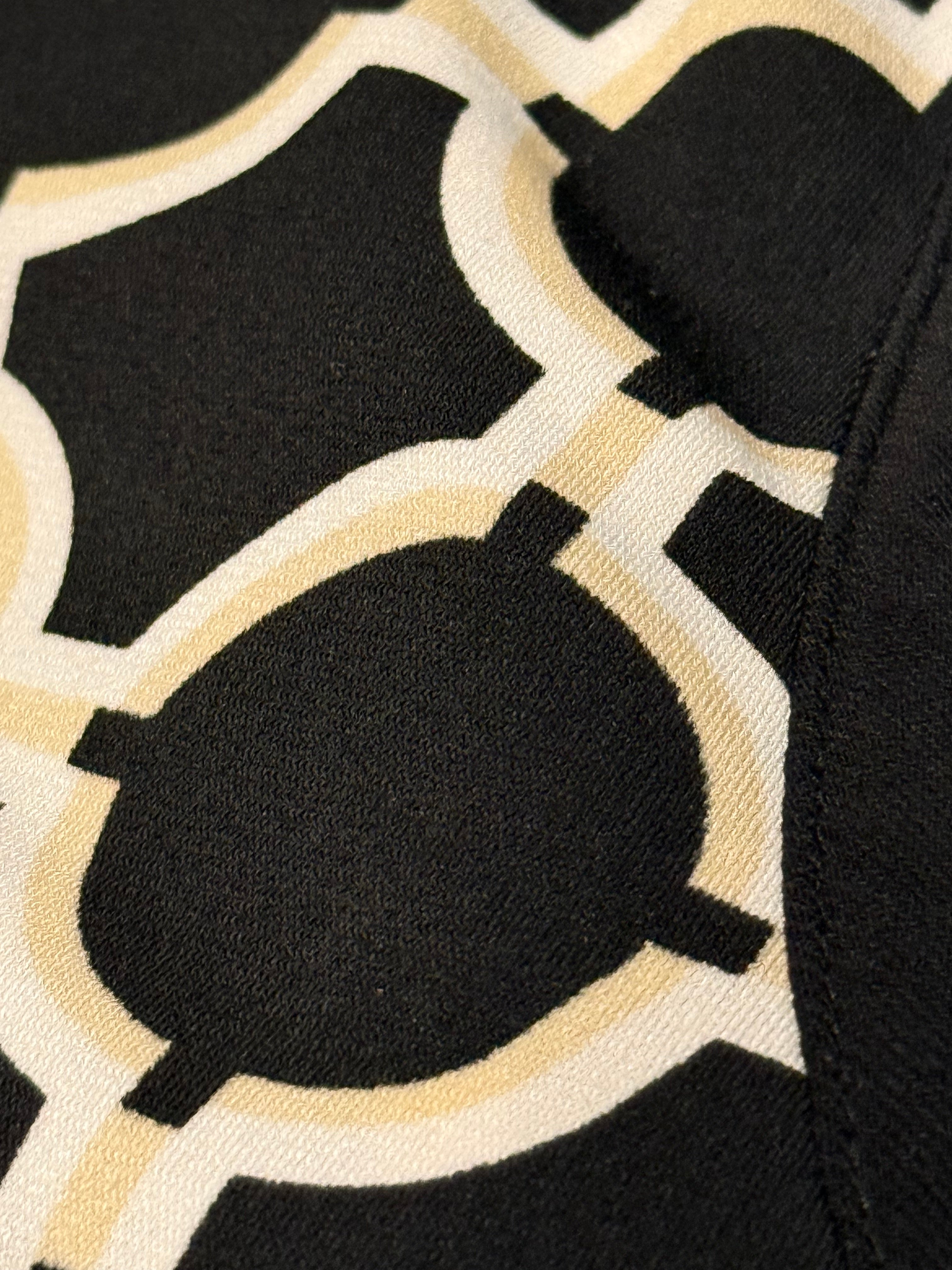 White House Black Market Black & Ivory Geometric Shift Dress – Size Small