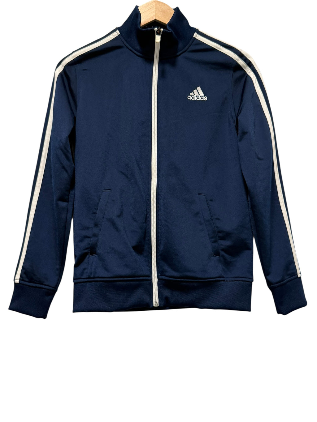 Adidas Black Track Jacket Full Zip Stripe Sleeve Athletic Jacket