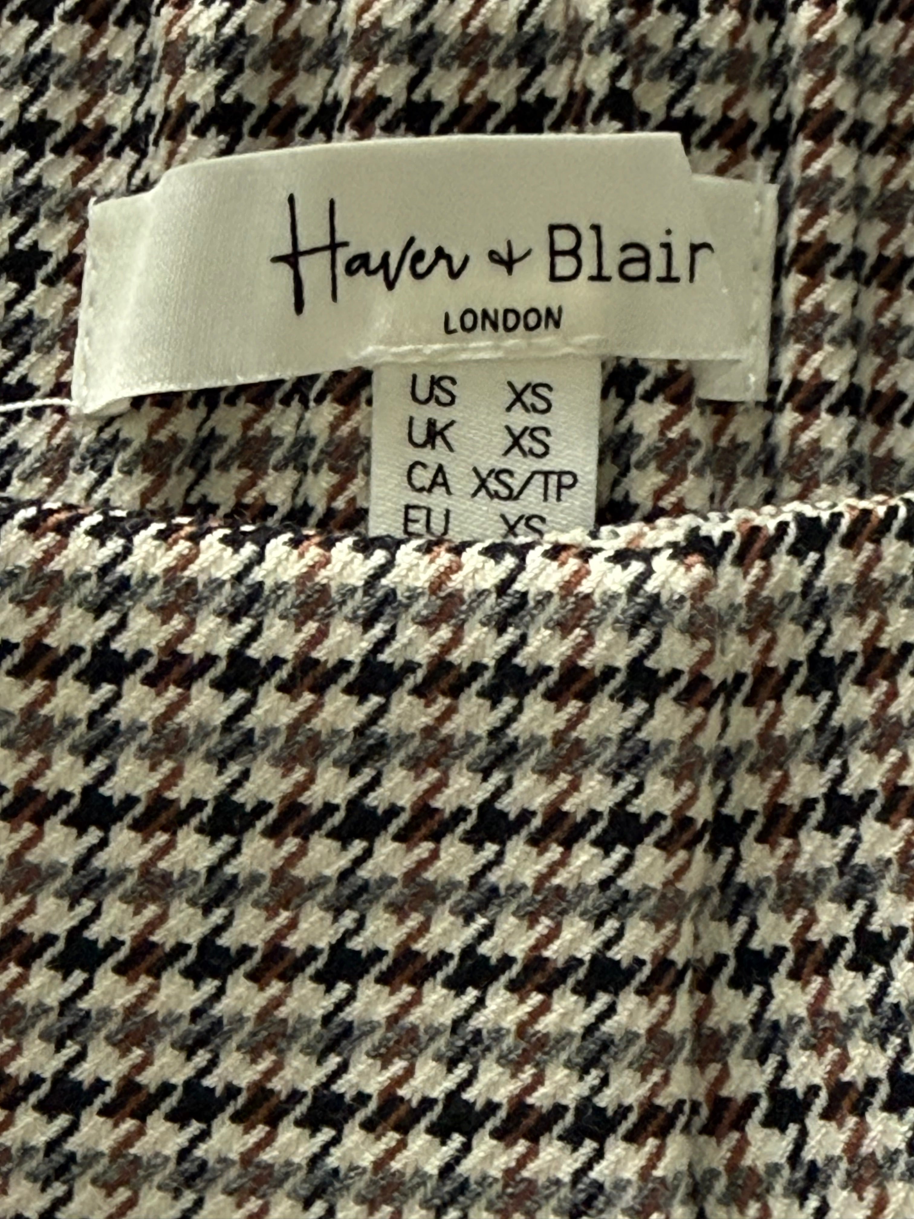 Haver + Blair London Houndstooth Tailored Pants – Classic Neutral Trouser XS