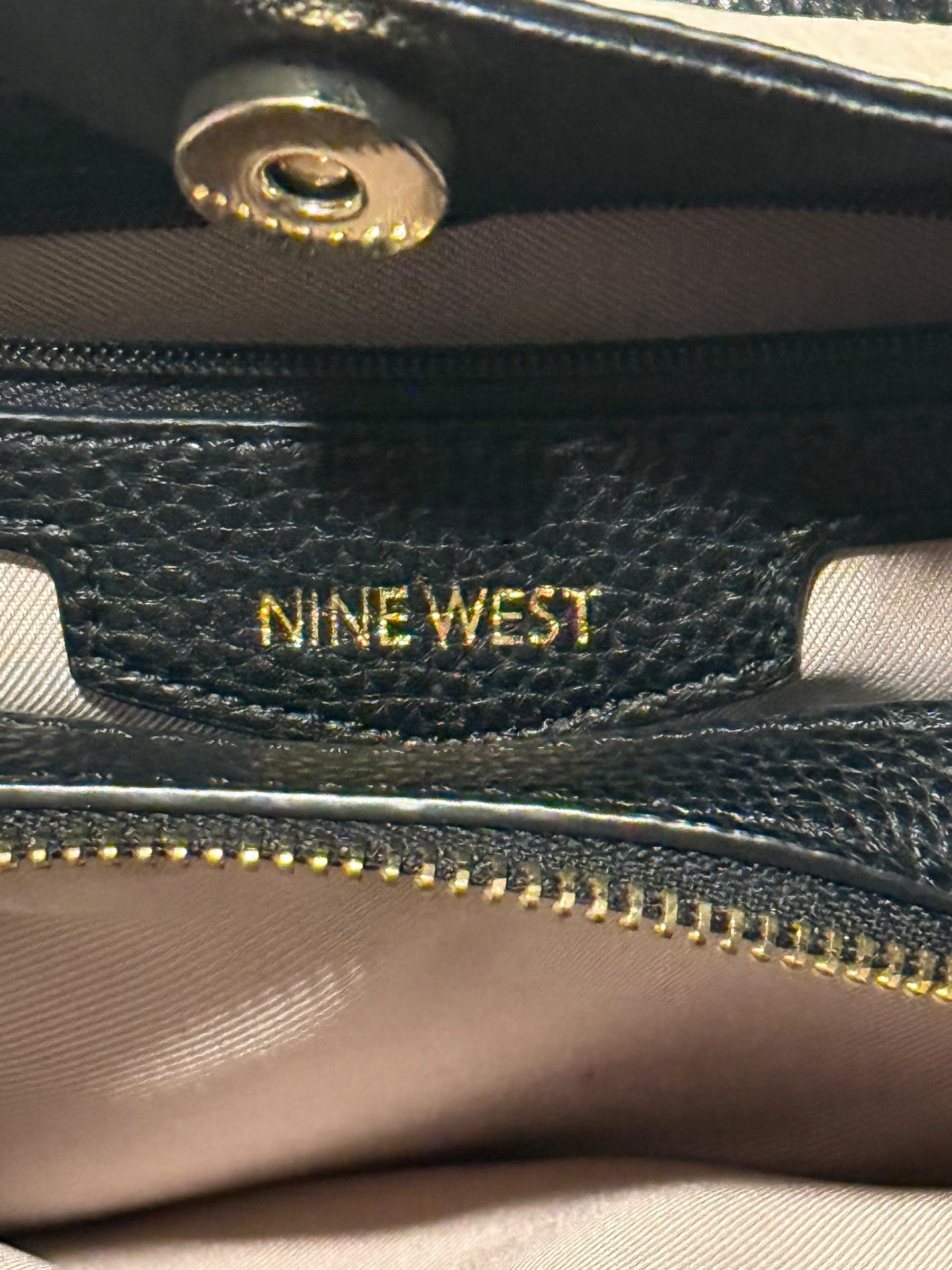 Nine West Two-Tone Hobo Shoulder Bag Cream & Black Gold Hardware