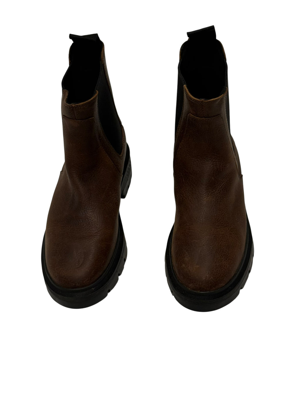 Timberland Brown Leather Chelsea Boots Lug Sole Pull-On Ankle Boots