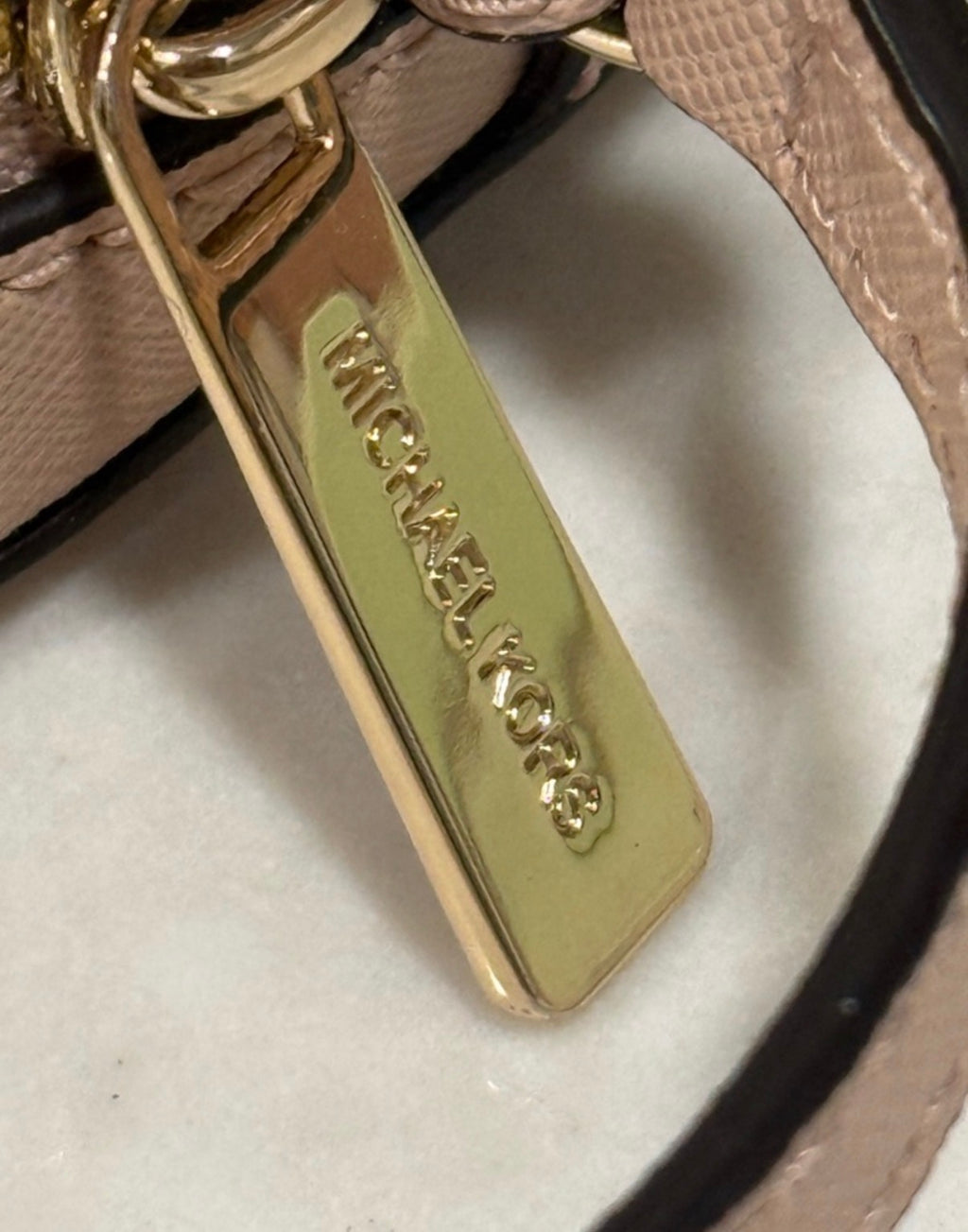 Michael Kors Studded Crossbody Bag Blush Pink Saffiano Leather Gold Hardware