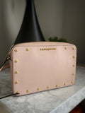 Michael Kors Studded Crossbody Bag Blush Pink Saffiano Leather Gold Hardware