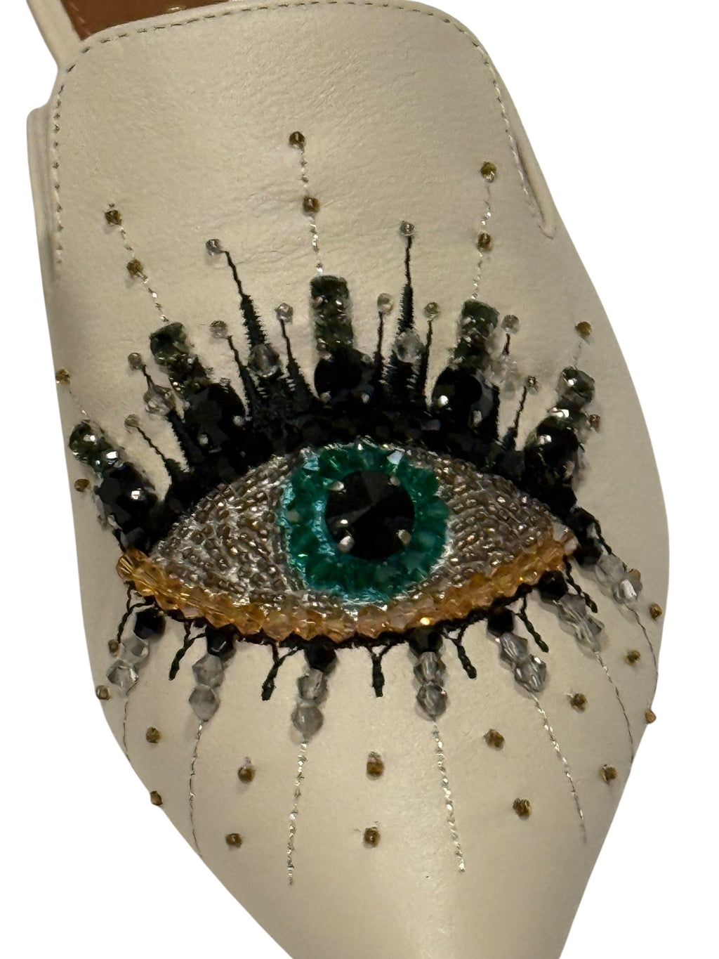 Kurt Geiger London Evil Eye Embellished Leather Mule Flats