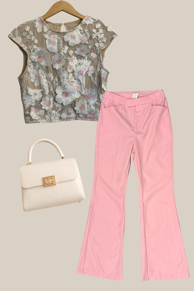 Blush Tailored Flare Pants (Size S)