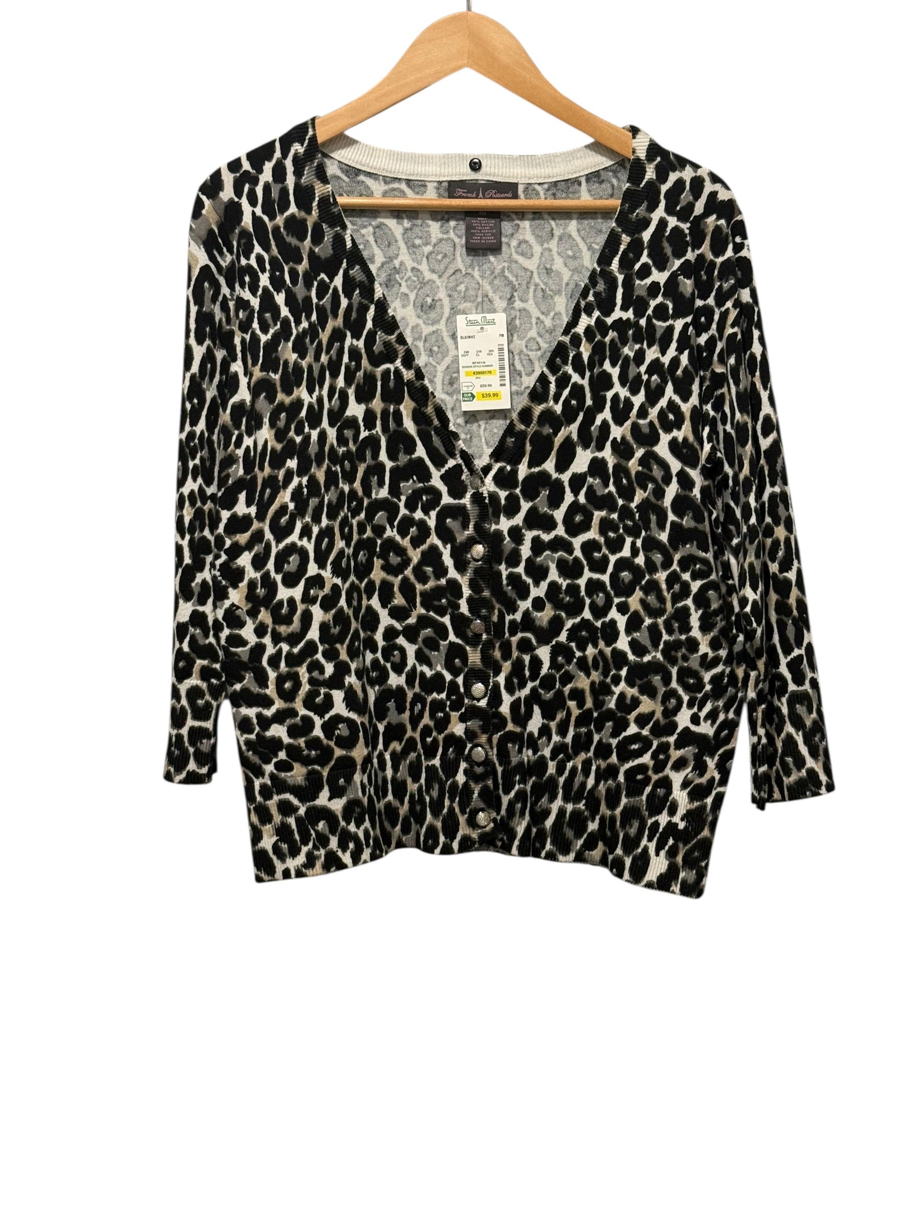 Leopard Print Faux Fur Collar Cardigan – French Peticards Petite PM