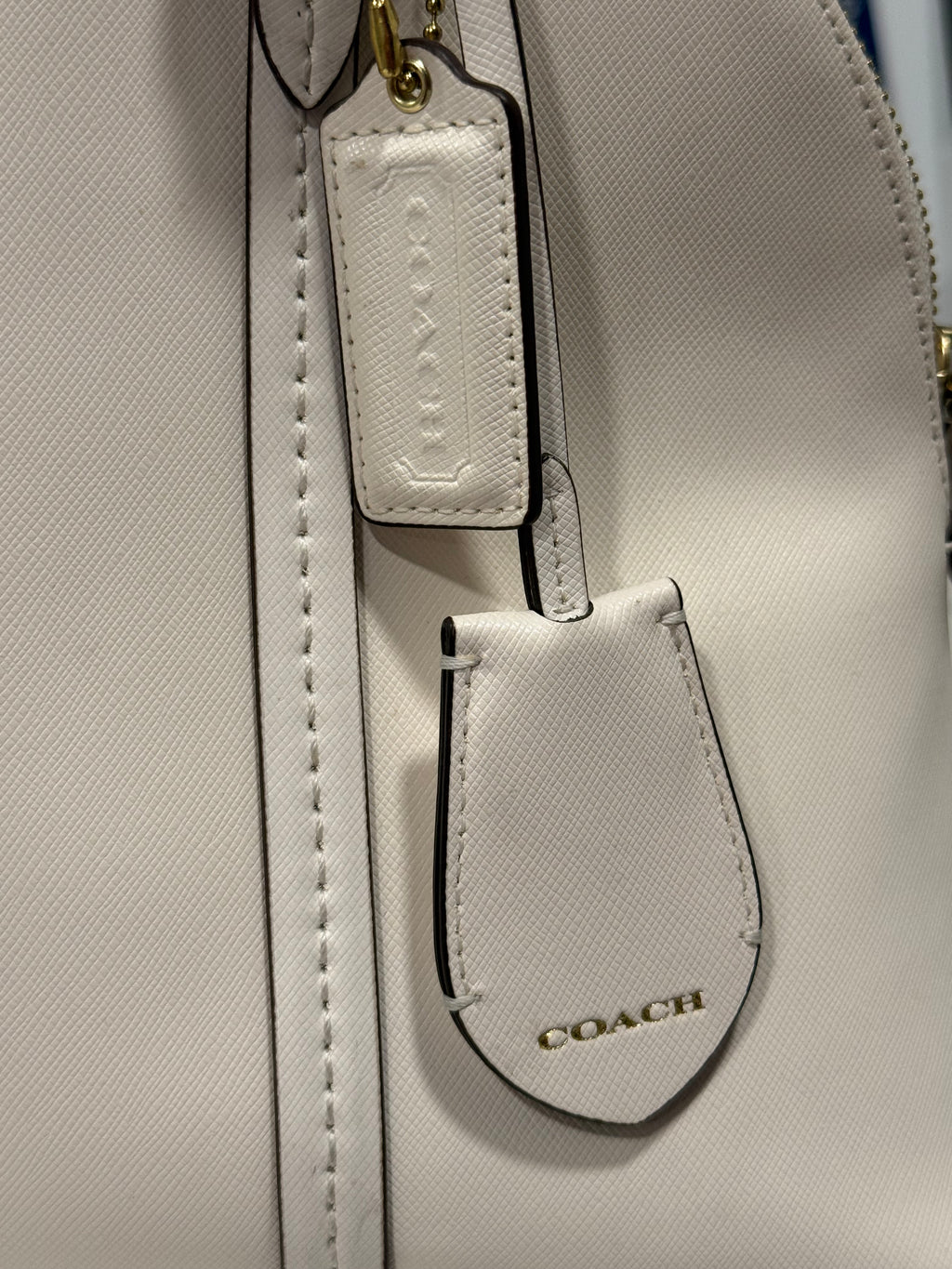 Coach Ivory Leather Dome Satchel Bag Gold Hardware