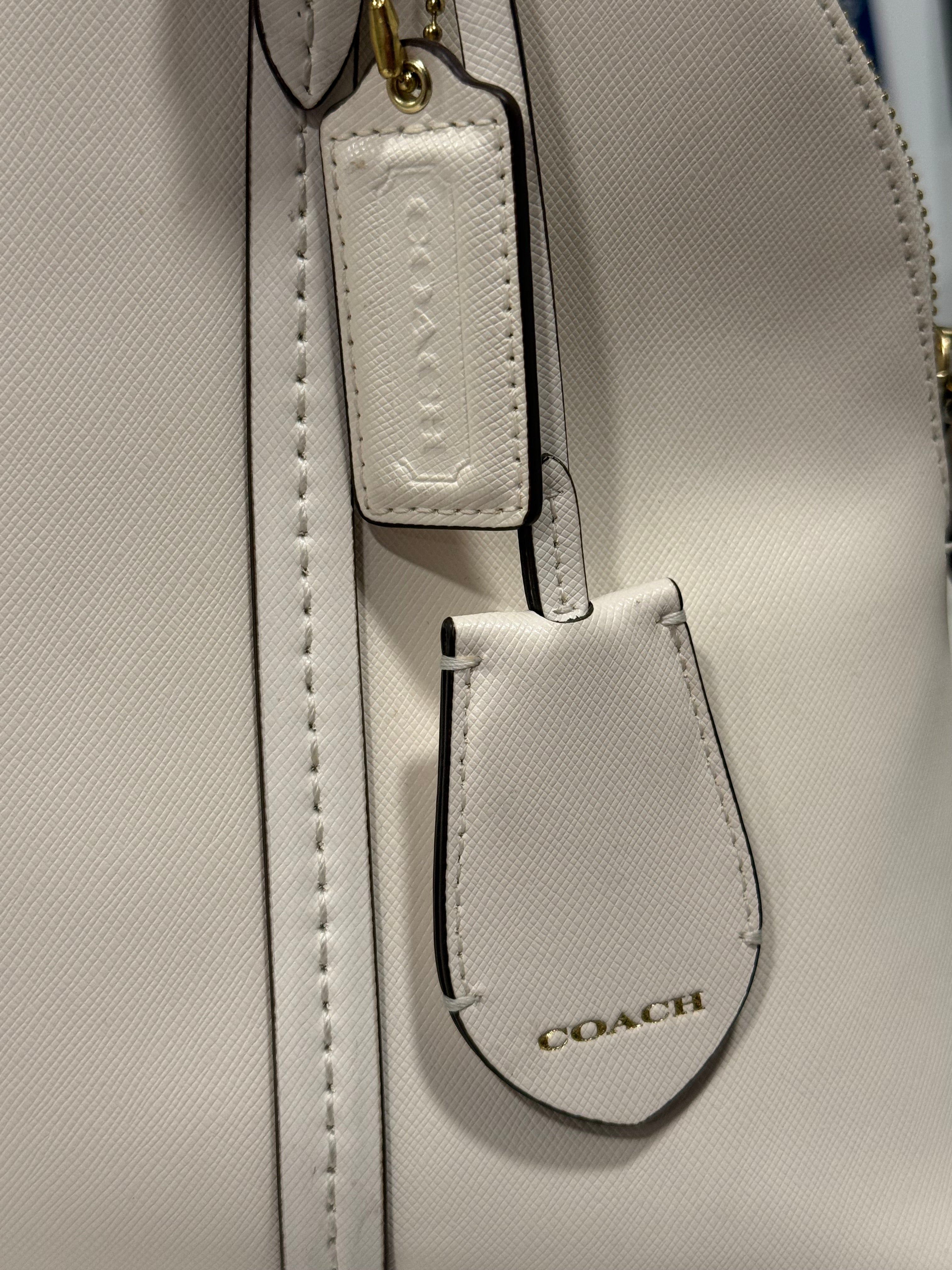 Coach Ivory Leather Dome Satchel Bag Gold Hardware
