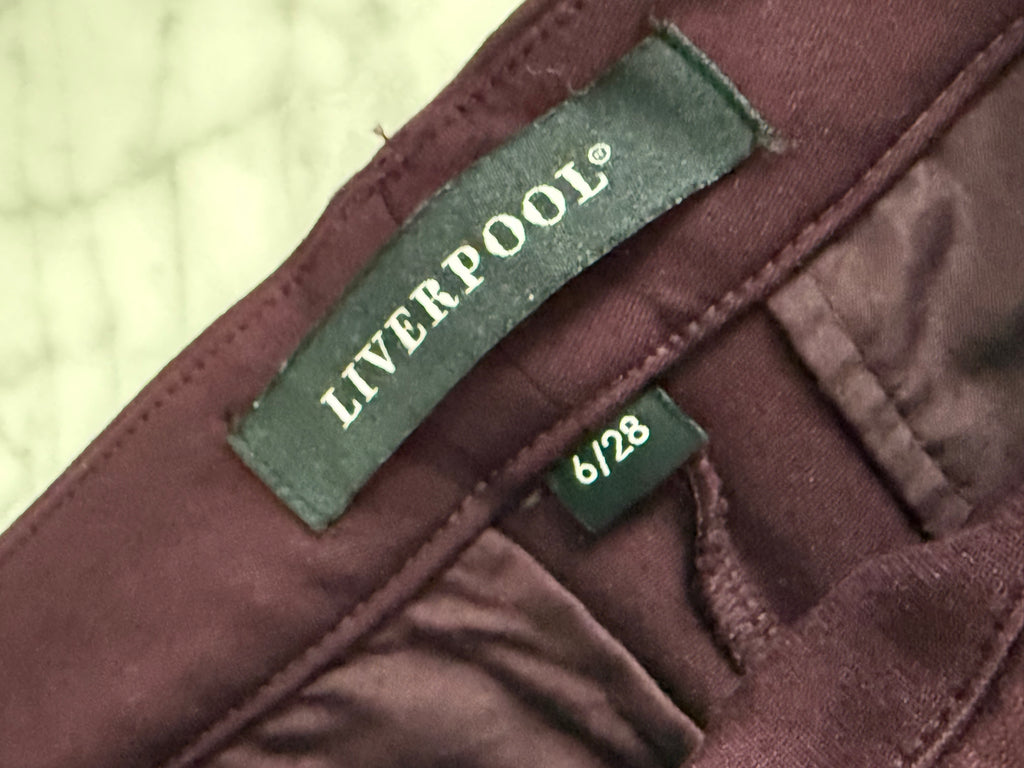 Liverpool Burgundy Ankle Dress Pants Slim Fit Women’s Size 6