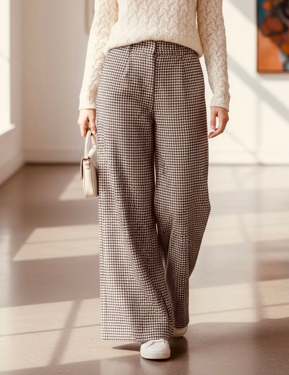 Haver + Blair London Houndstooth Tailored Pants – Classic Neutral Trouser XS