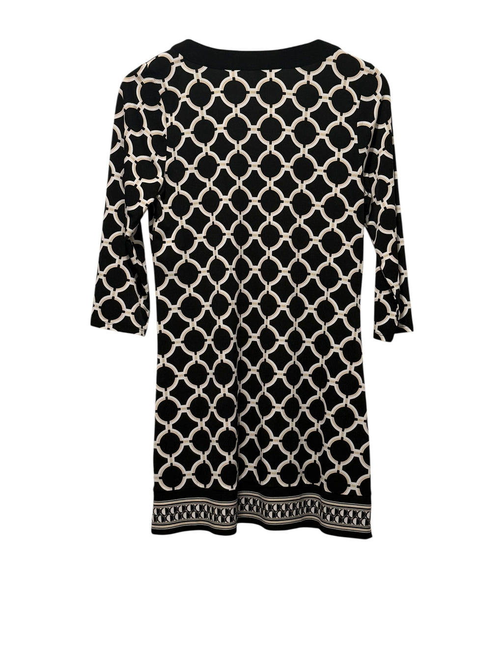 White House Black Market Black & Ivory Geometric Shift Dress – Size Small