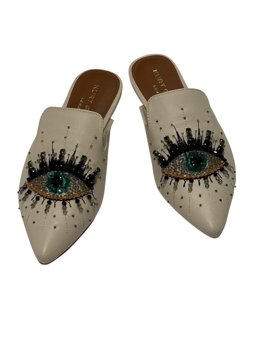 Kurt Geiger London Evil Eye Embellished Leather Mule Flats
