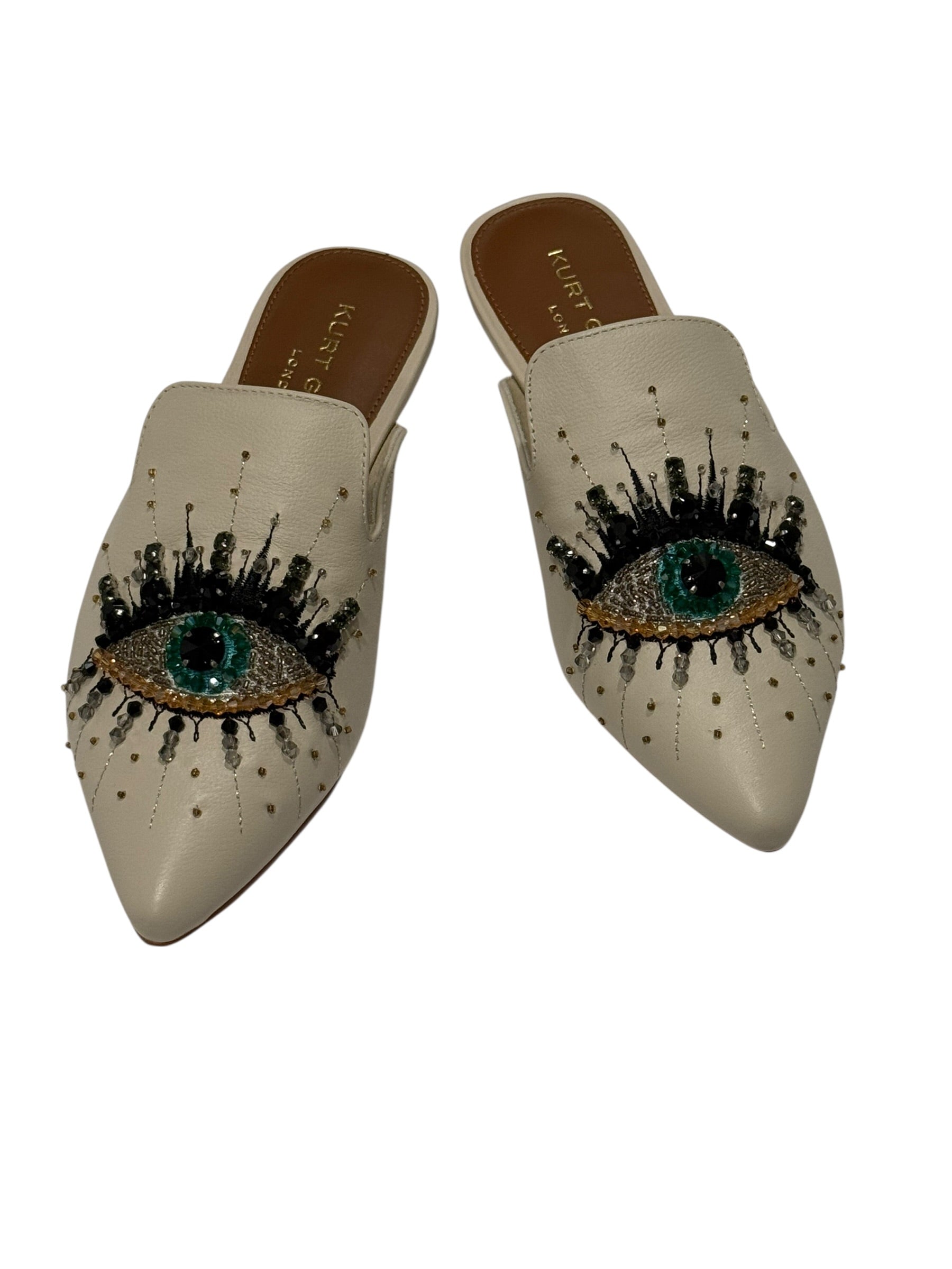 Kurt Geiger London Evil Eye Embellished Leather Mule Flats