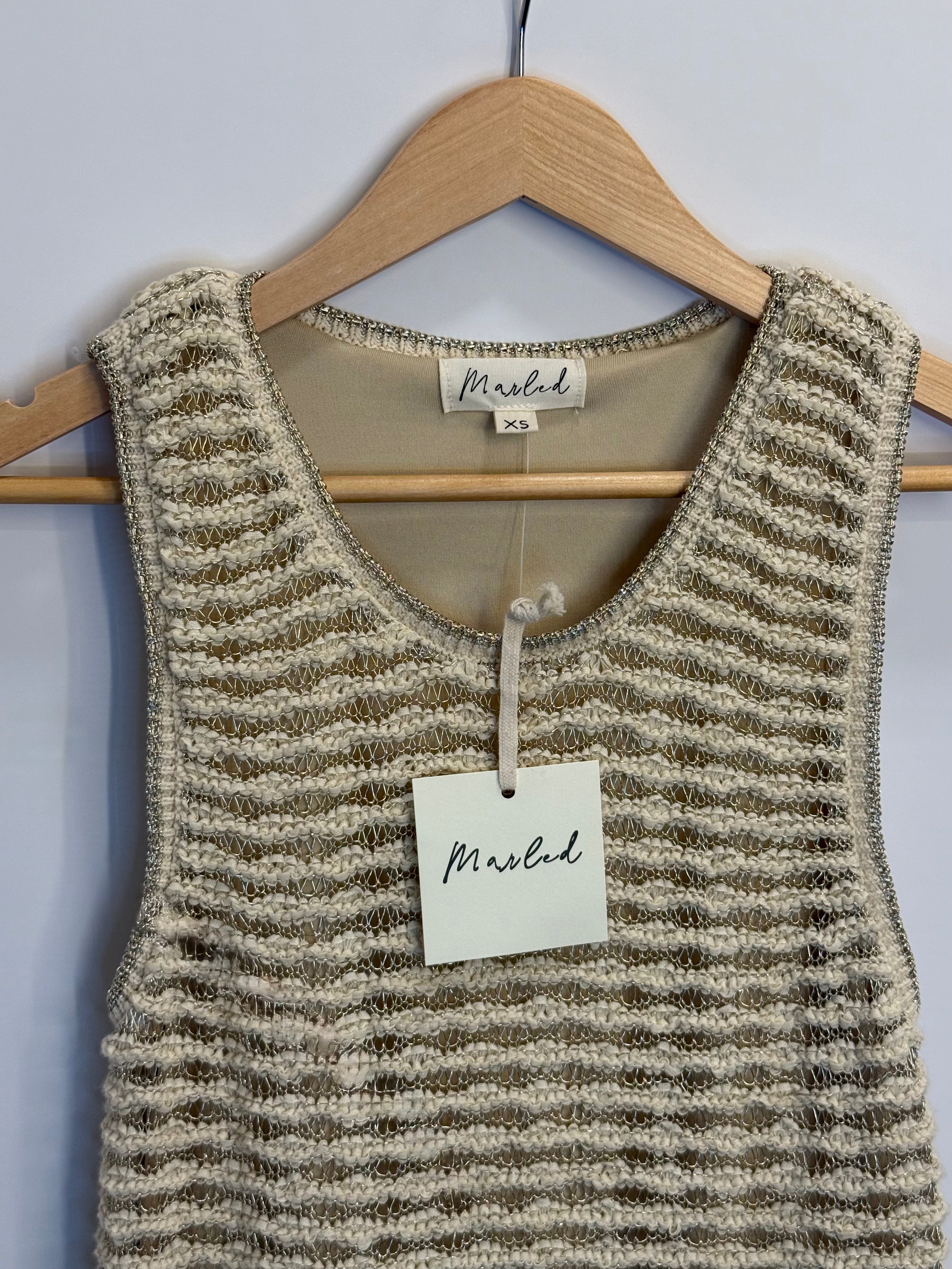 Marled Textured Knit Sleeveless Top Neutral Size XS