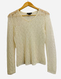 ANN TAYLOR Cream Sequin Mohair Blend Sweater – XS