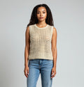 Marled Textured Knit Sleeveless Top Neutral Size XS