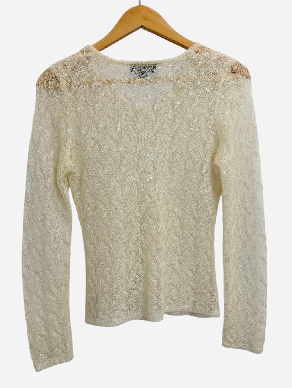 ANN TAYLOR Cream Sequin Mohair Blend Sweater – XS