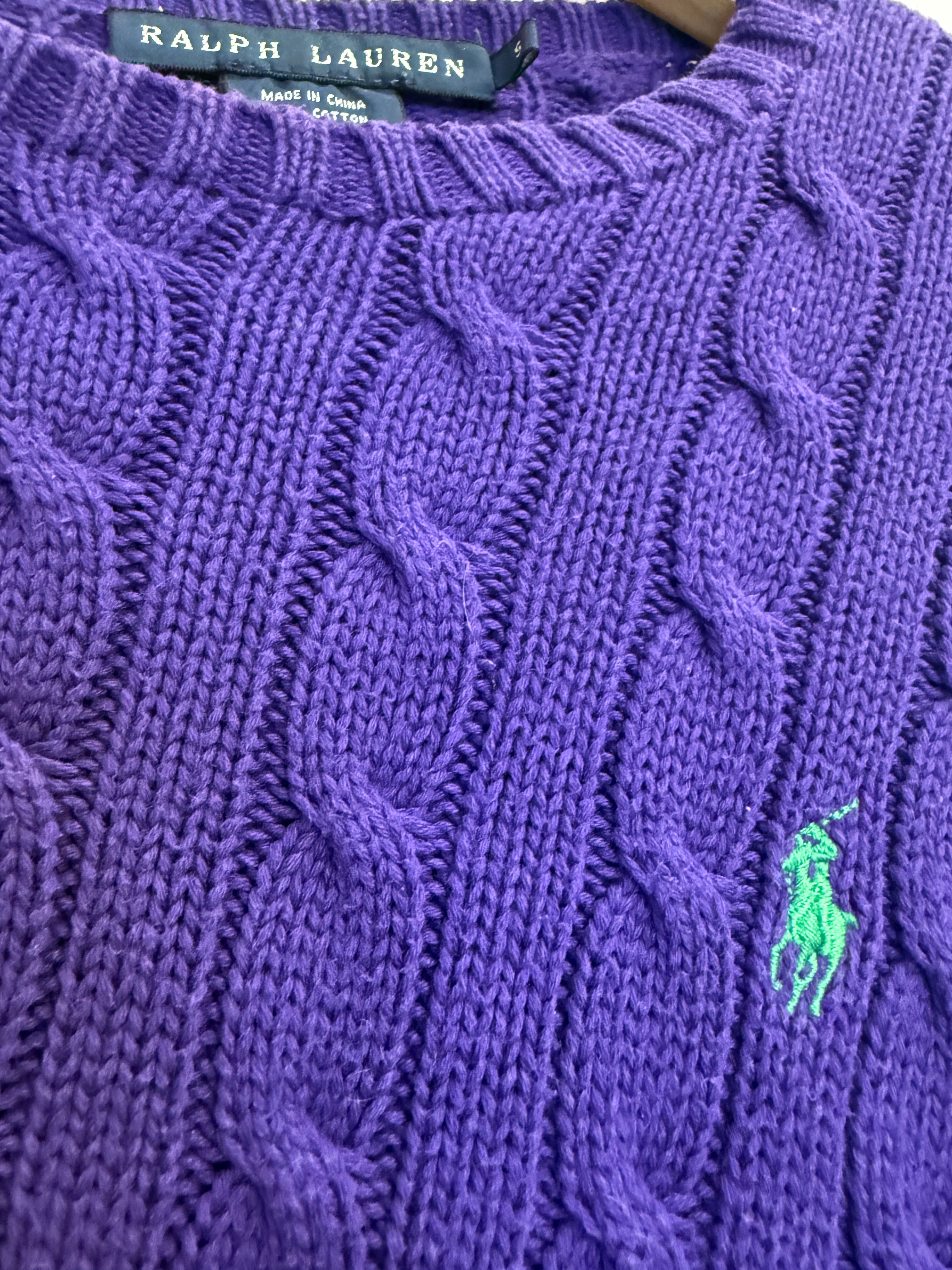 Ralph Lauren Purple Cable Knit Sweater — Small