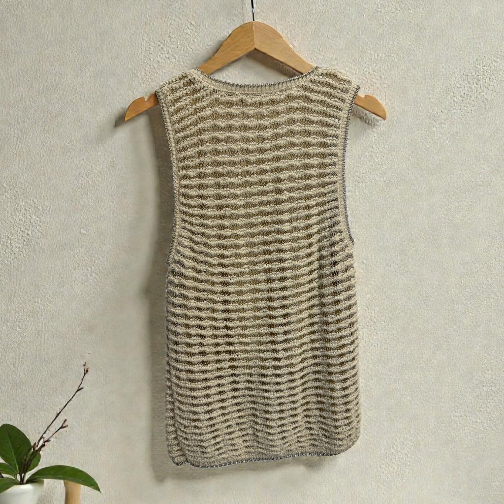 Marled Textured Knit Sleeveless Top Neutral Size XS