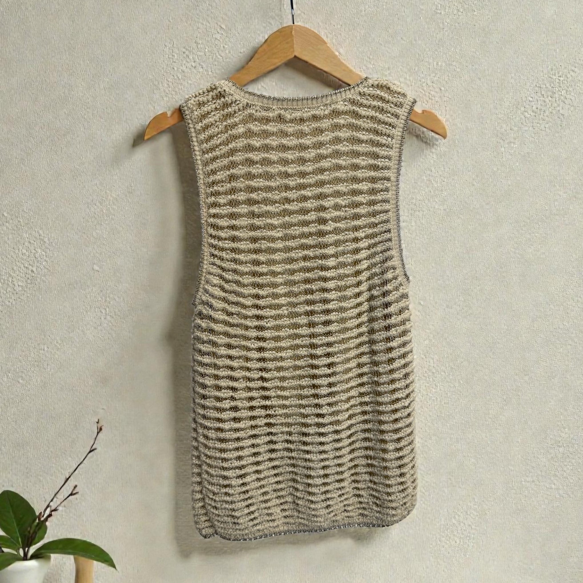 Marled Textured Knit Sleeveless Top Neutral Size XS