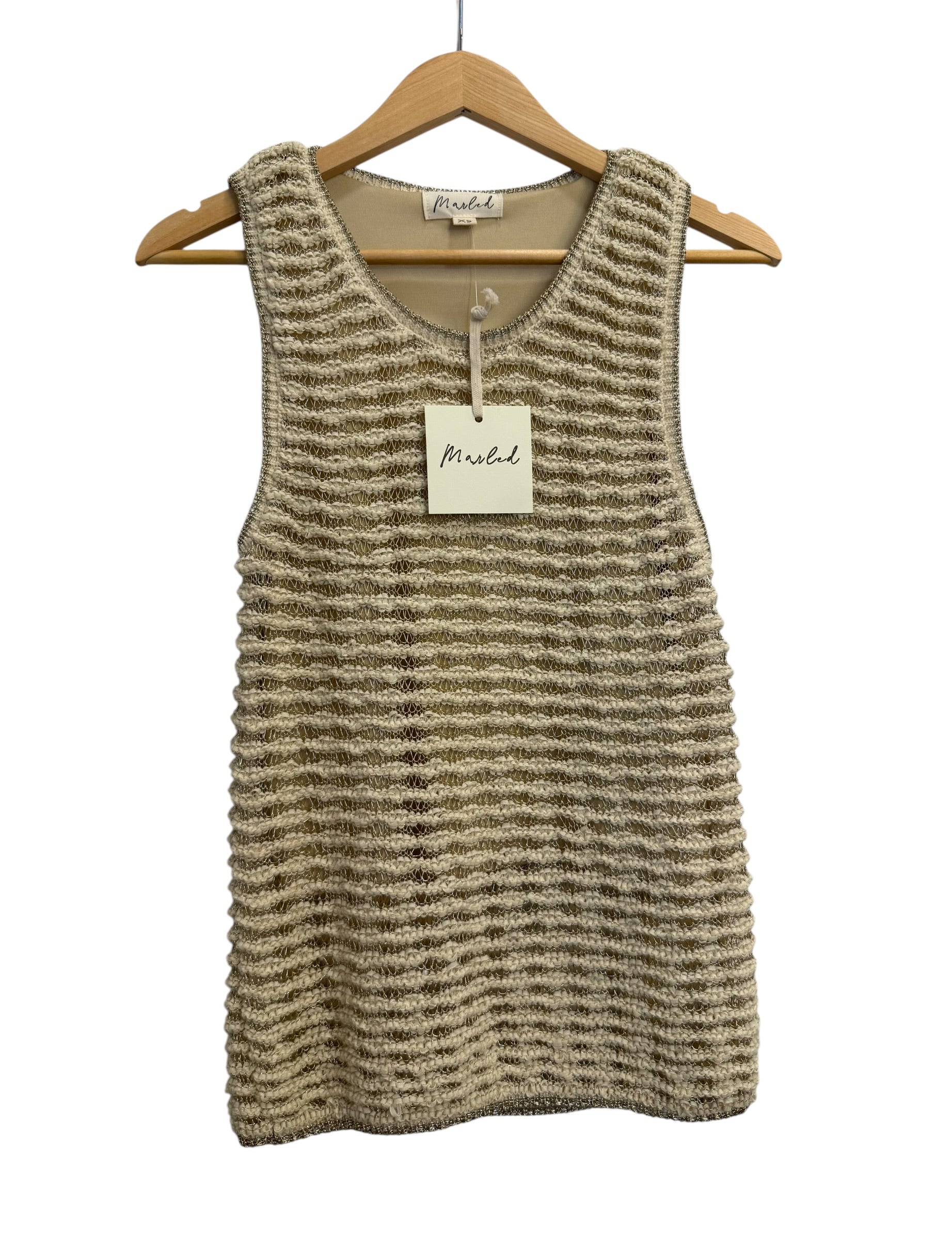 Marled Textured Knit Sleeveless Top Neutral Size XS