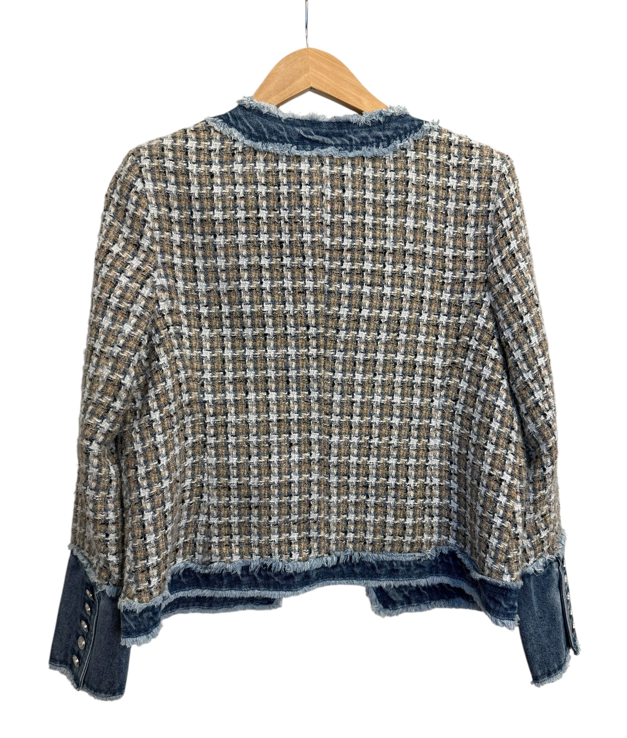 Tweed & Denim Cropped Jacket – Size Small