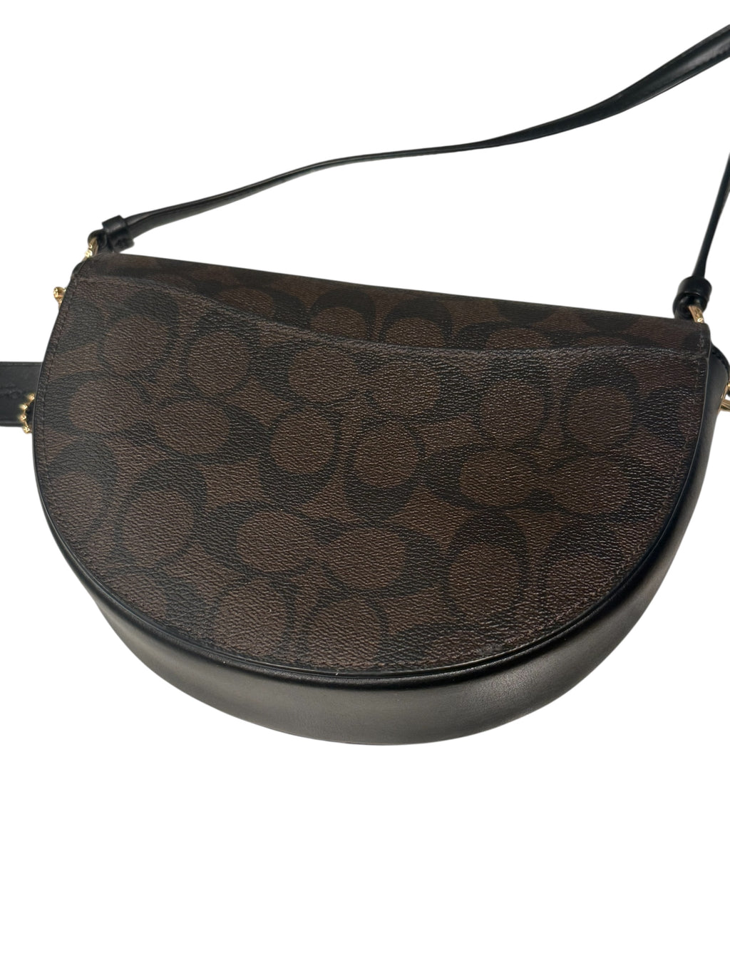 Coach Signature Canvas Crescent Crossbody Bag Brown & Black